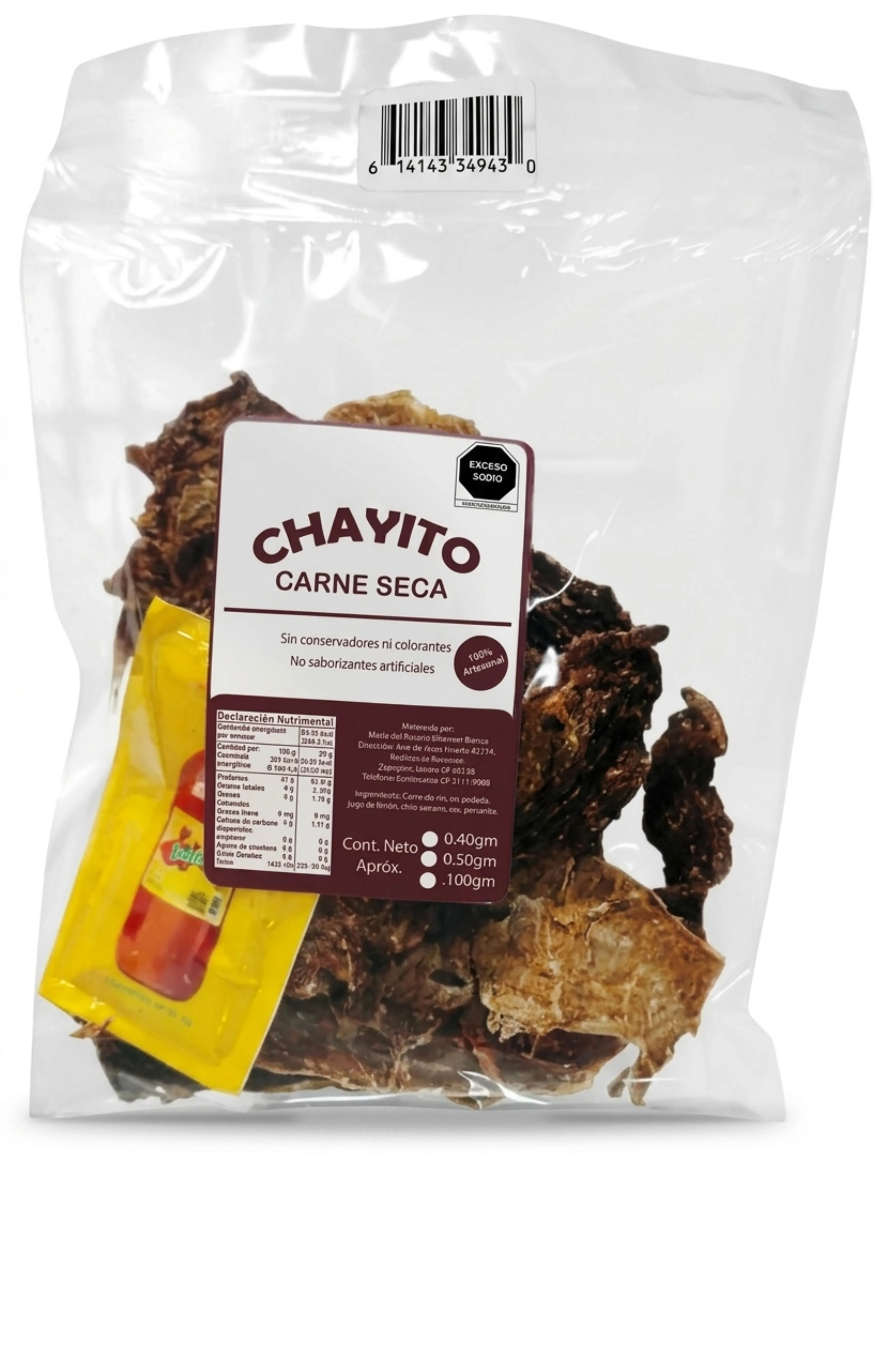 Cecina de Res 150 gr, contiene tres paquetes de 50 grs cada uno