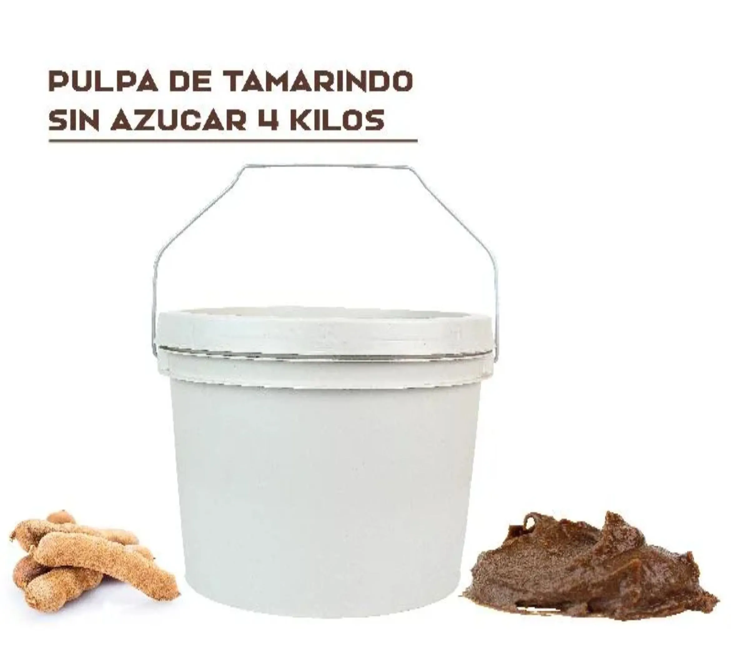 Pulpa Natural Tamarindo sin Azúcar en Cubeta de 4 Kilos