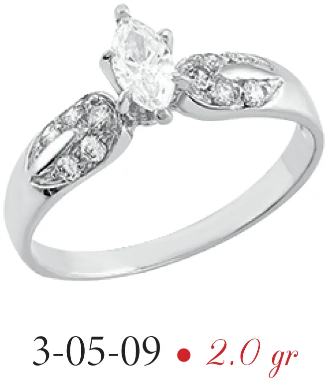 Anillo Modelo 3-05-09 en Oro Blanco de 10K