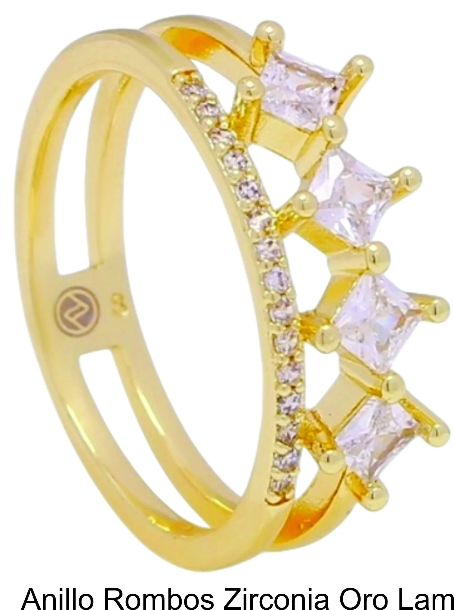 Anillo Rombos Zirconia Oro Lam