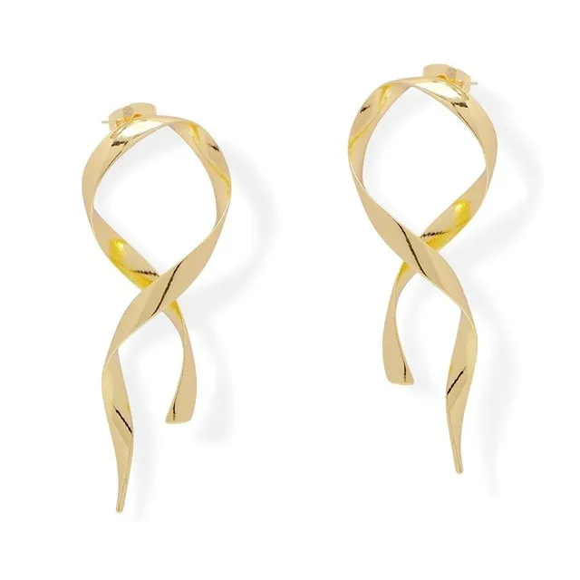 Aretes Largos Serpentin Oro Lam.