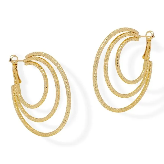 Arracada Triple Espiral Oro Lam.