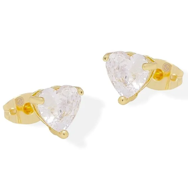 Broquel Corazón Zirconia Oro Lam.