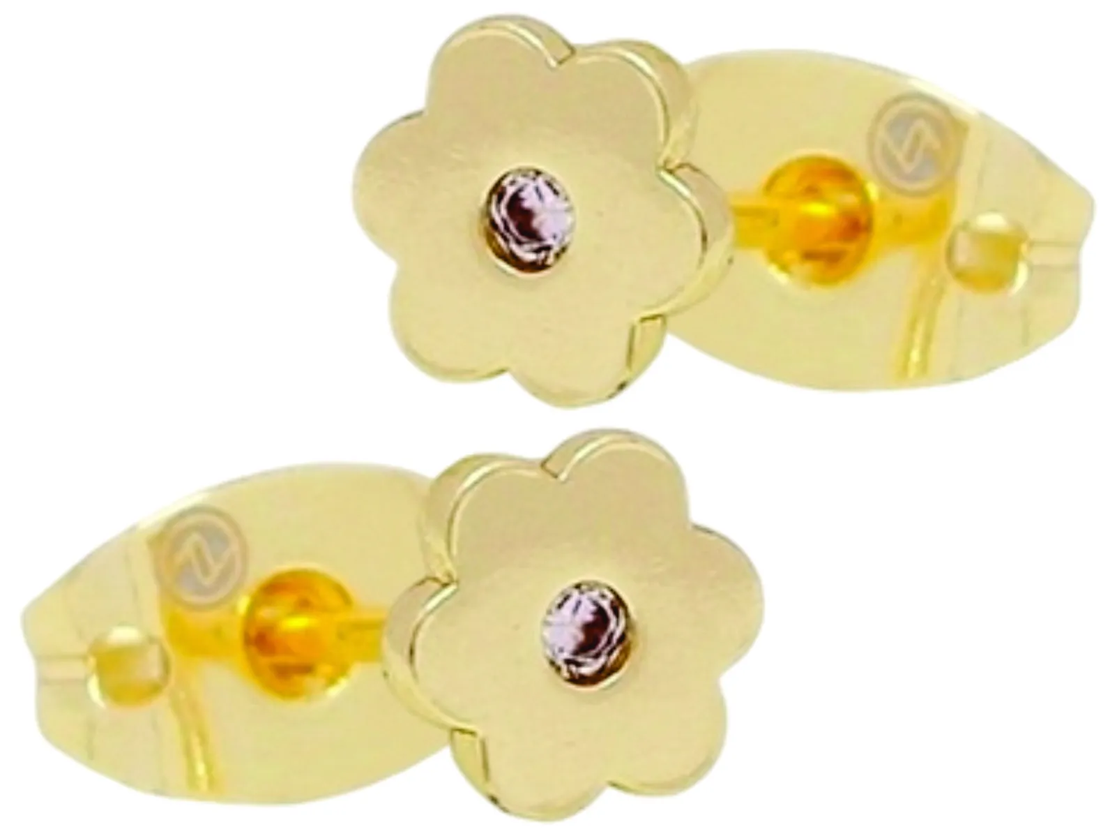 Broquel Flor Adonis Zirconia Oro Lam.