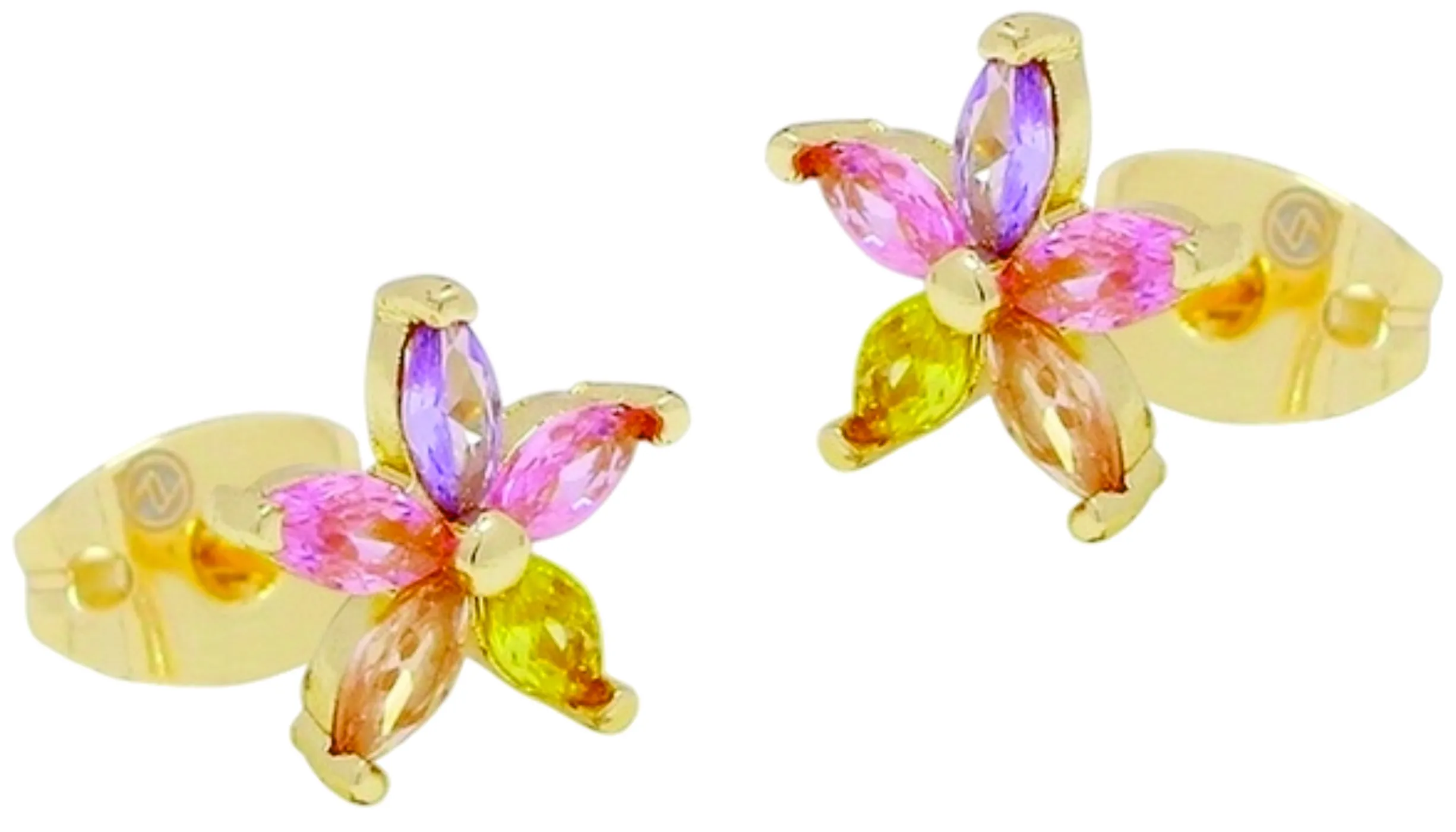 Broquel Pentas Colores Zirconia Oro Lam.