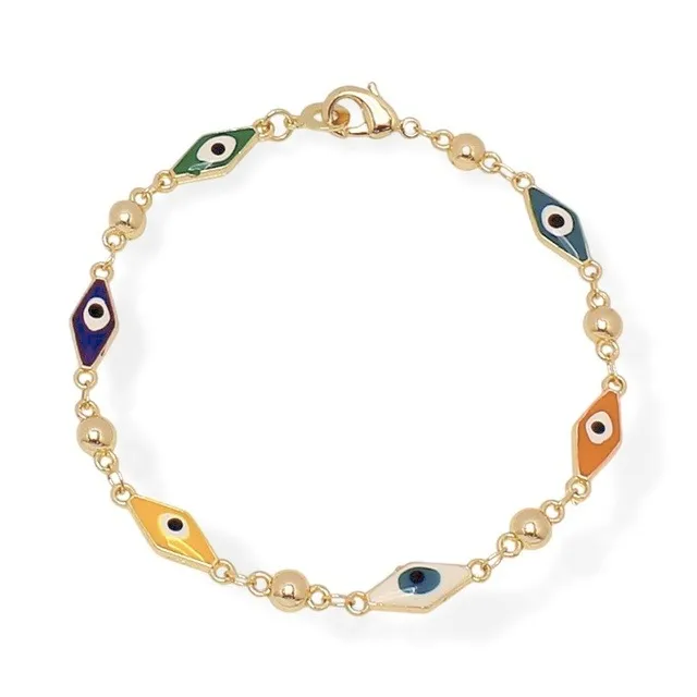 Pulsera Ojos Turcos Multicolor Oro Lam.