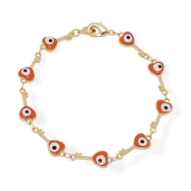 Pulsera Ojos Turcos Llaves Rojos Oro Lam.