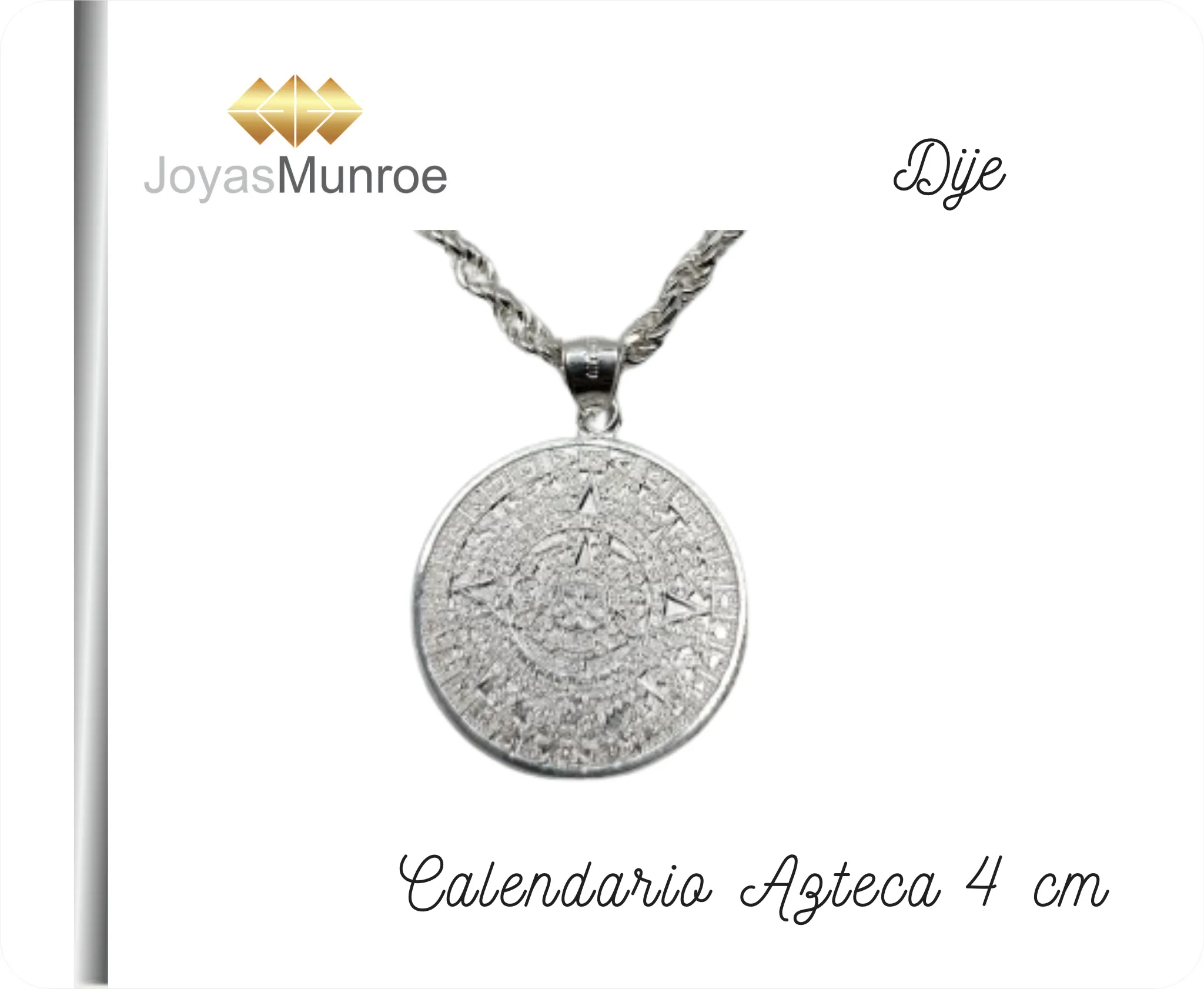 Dije Medalla Calendario Azteca 4 cm