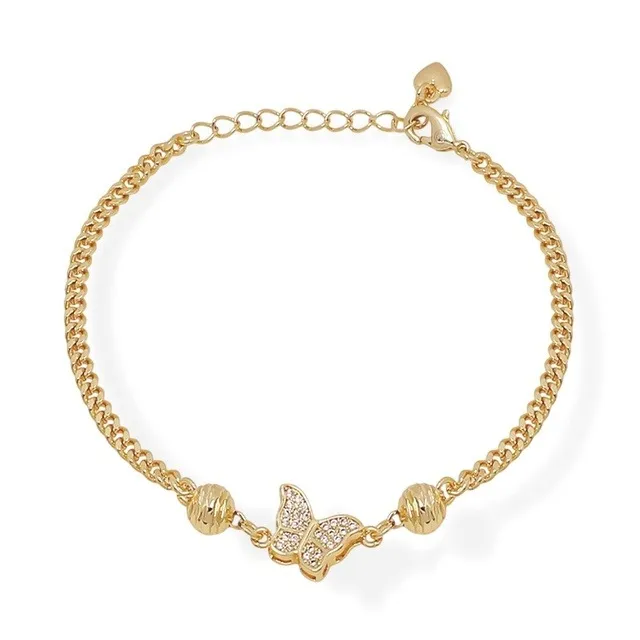 Pulsera Barbada Mariposa Zirconia Oro Lam.
