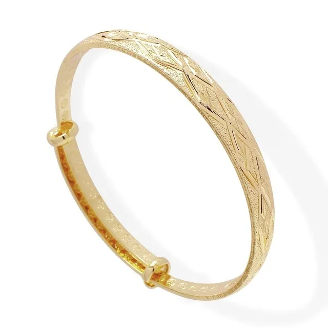 Brazalete Facetado Rombos y Estrellas Leyenda Interior Bendicion Oro Lam.